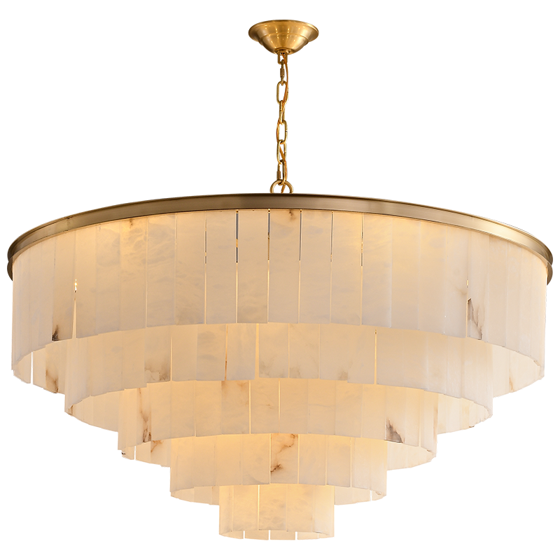 High quality Nordic modern creative luxury round hanging alabaster marble chandelier